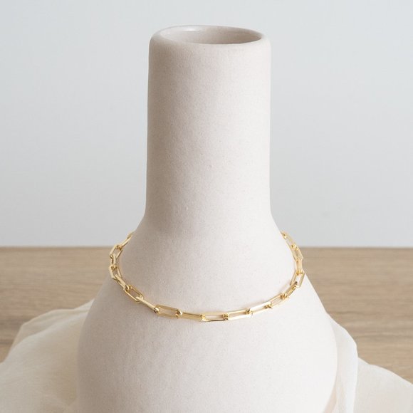 AALLYN.com Jewelry - Gold Plated Paperclip Bracelet - 18K Gold over 925 Sterling Silver